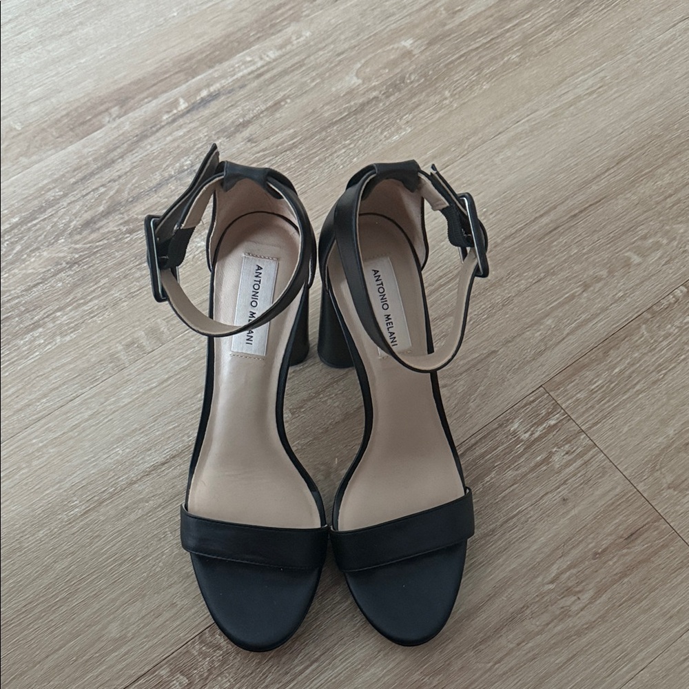 ANTONIO MELANI Black Ankle Strap Heels